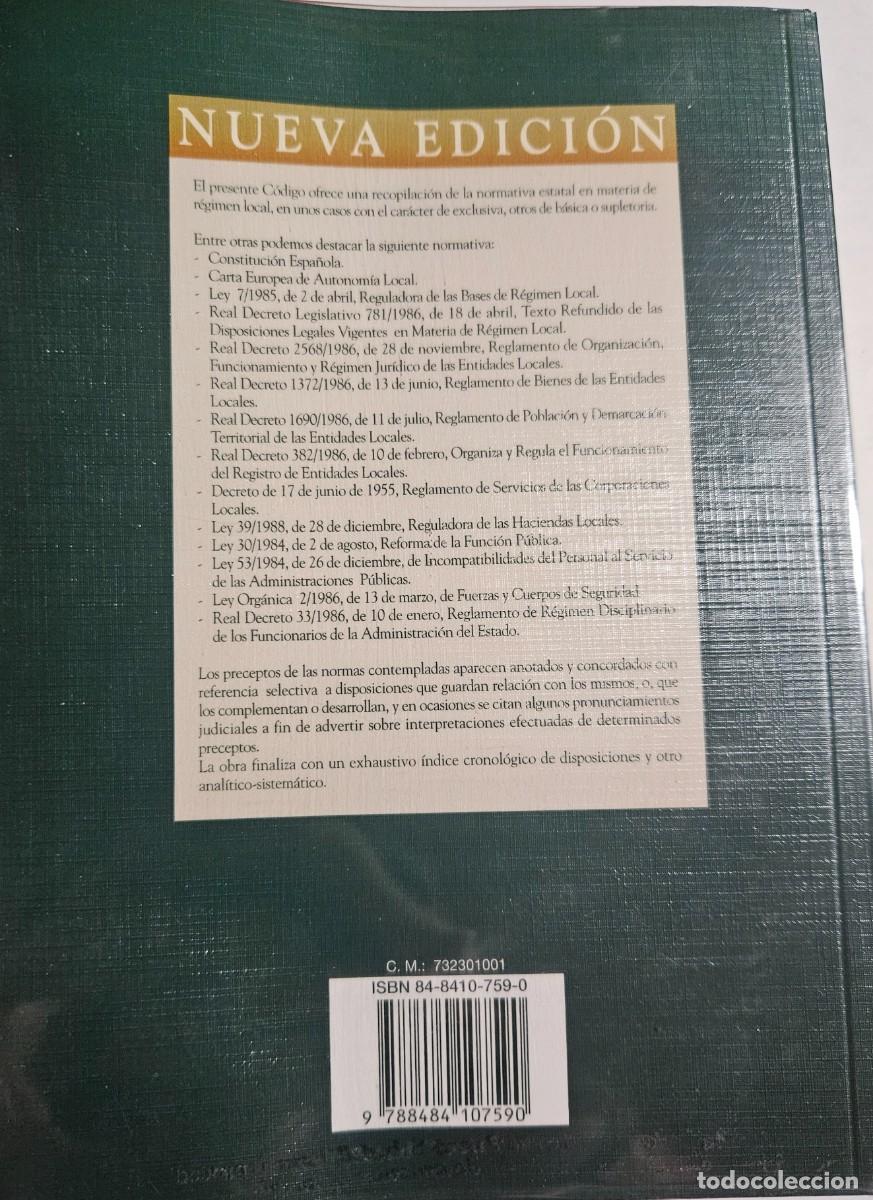 Libros de segunda mano: C&Oacute;DIGO DE R&Eacute;GIMEN LOCAL - 3&ordf; Edici&oacute;n 2001 - Tom&aacute;s Cobo Olvera - Aranzadi - Foto 2