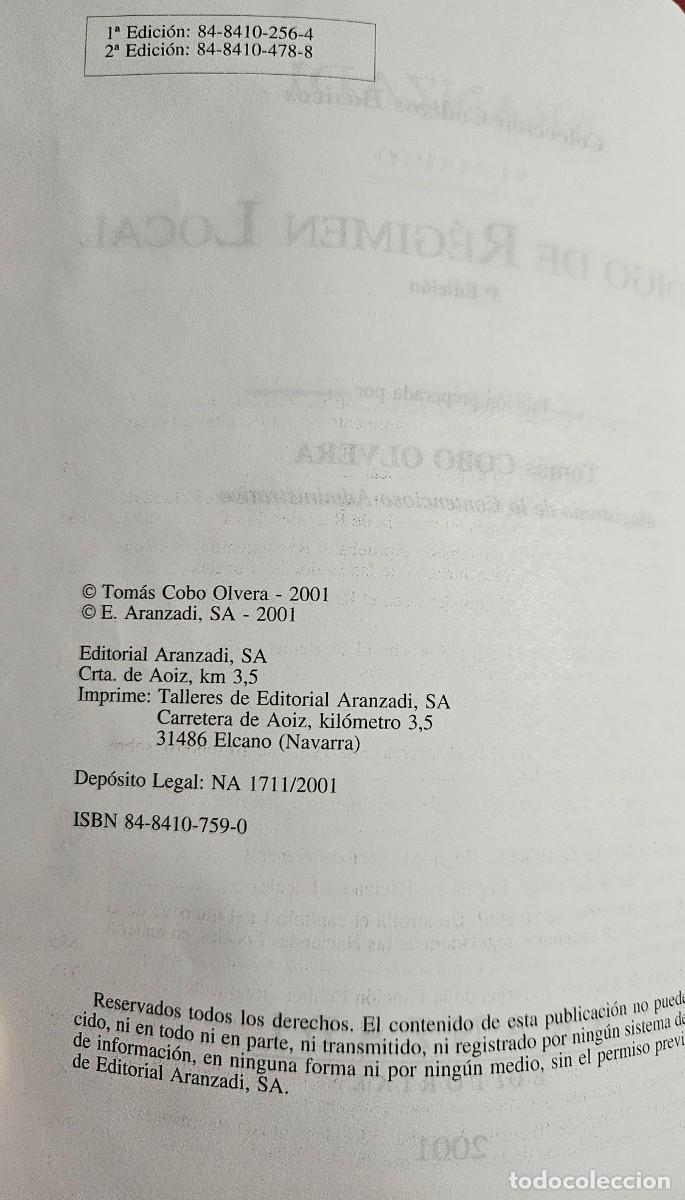 Libros de segunda mano: C&Oacute;DIGO DE R&Eacute;GIMEN LOCAL - 3&ordf; Edici&oacute;n 2001 - Tom&aacute;s Cobo Olvera - Aranzadi - Foto 5