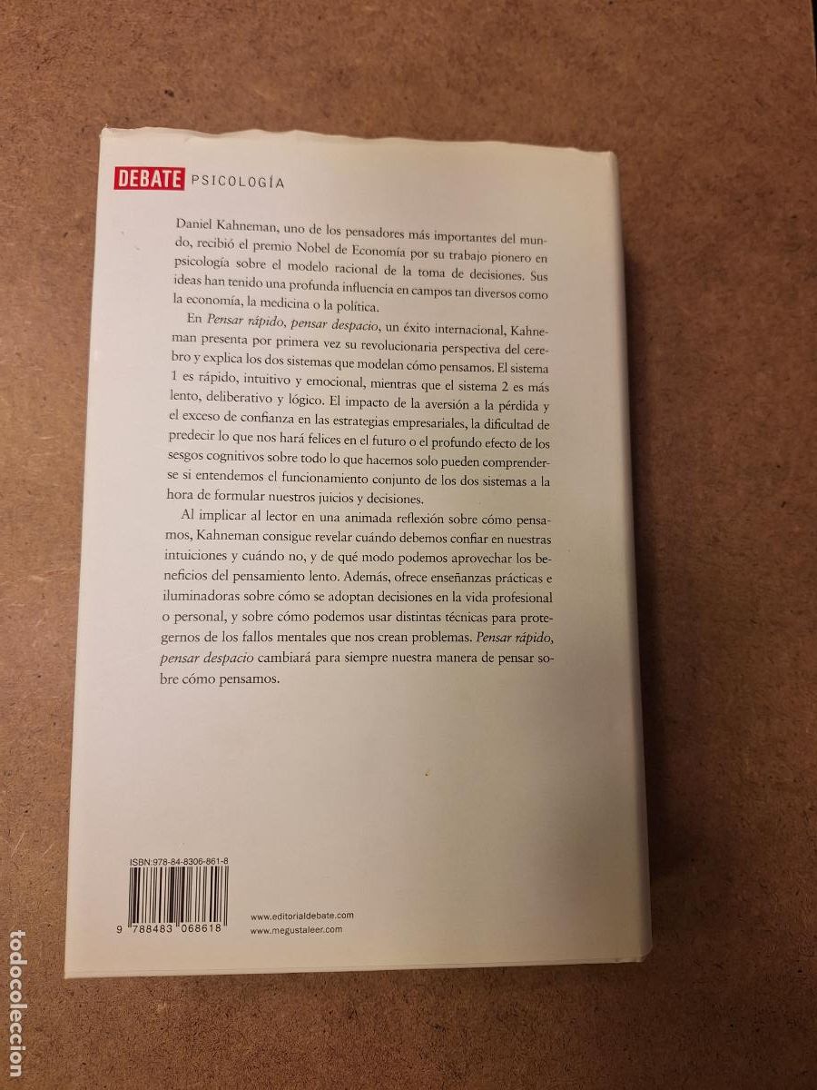 Libros de segunda mano: Pensar r&aacute;pido, pensar despacio - Daniel Kahneman - Foto 2