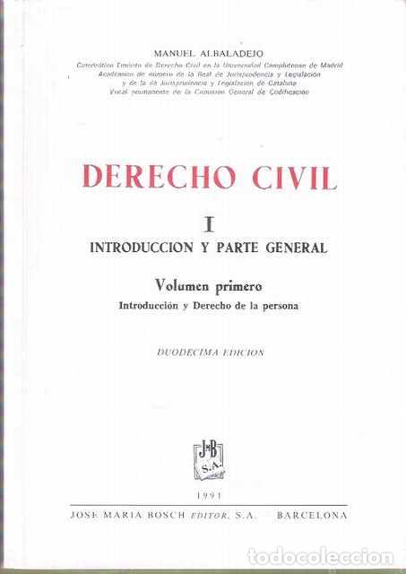 Second hand books: Derecho civil I: introducci&oacute;n y parte general. Volumen primero: Introducci&oacute;n y Derecho de la persona