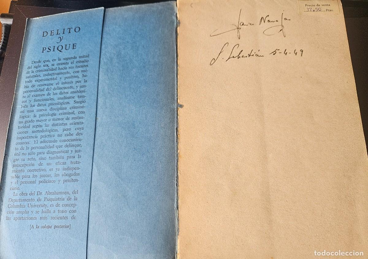 Libros de segunda mano: DELITO Y PSIQUE - David Abrahamsen - 1946 - Foto 4