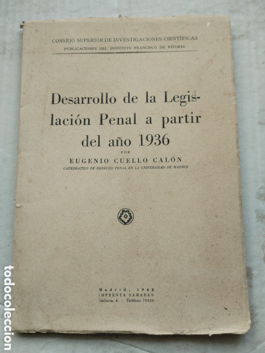 Libri di seconda mano: DESARROLLO DE LA LEGISLACI&Oacute;N PENAL A PARTIR DEL A&Ntilde;O 1936