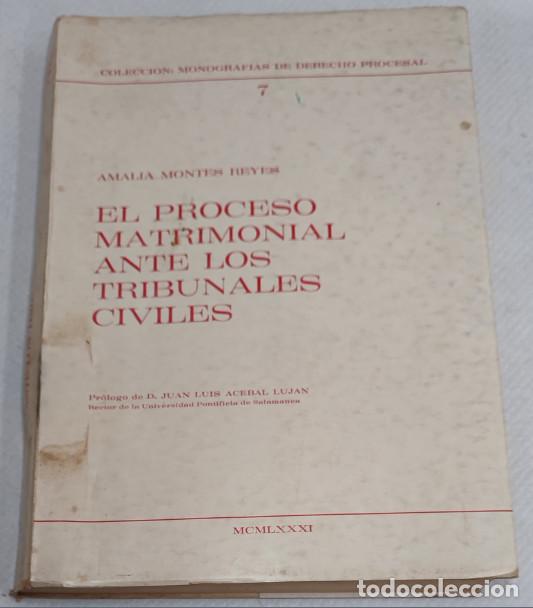 Libri di seconda mano: EL PROCESO MATRIMONIAL ANTE LOS TRIBUNALES CIVILES, AMALIA MONTES REYES 1981 , LIBRO