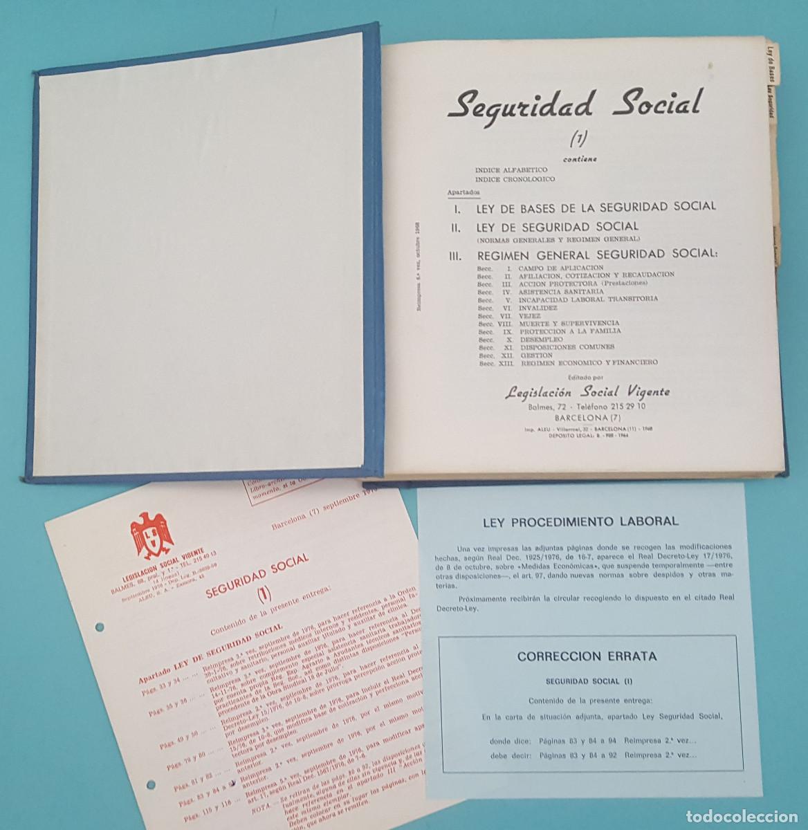 Second hand books: LEGISLACI&Oacute;N SOCIAL VIGENTE, SEGURIDAD SOCIAL 1964, VER IM&Aacute;GENES