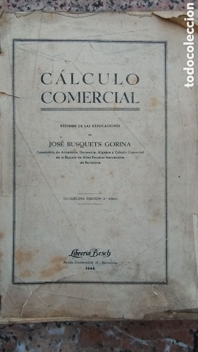 Second hand books: C&aacute;lculo Comercial Jos&eacute; Busquets