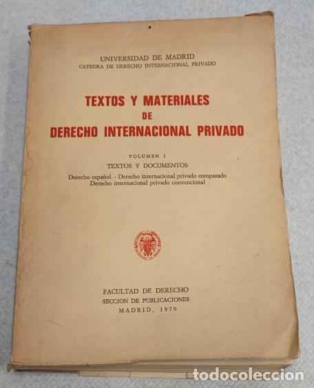 Second hand books: TEXTOS Y MATERIALES DE DERECHO INTERNACIONAL PRIVADO, 1970, LIBRO DE DERECHO