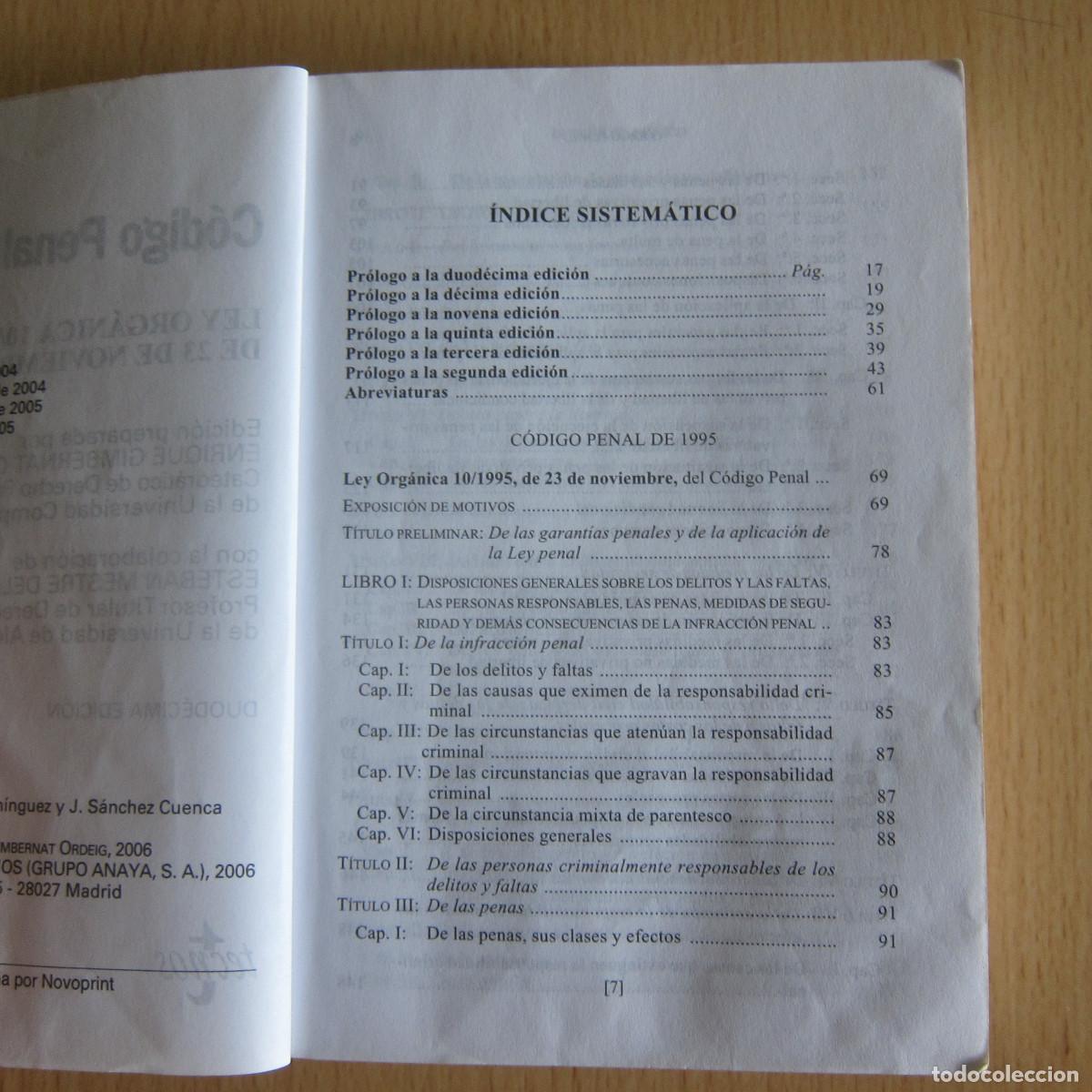 Libros de segunda mano: C&Oacute;DIGO PENAL (TECNOS) 12 EDICI&Oacute;N 2006 DERECHO - Foto 6