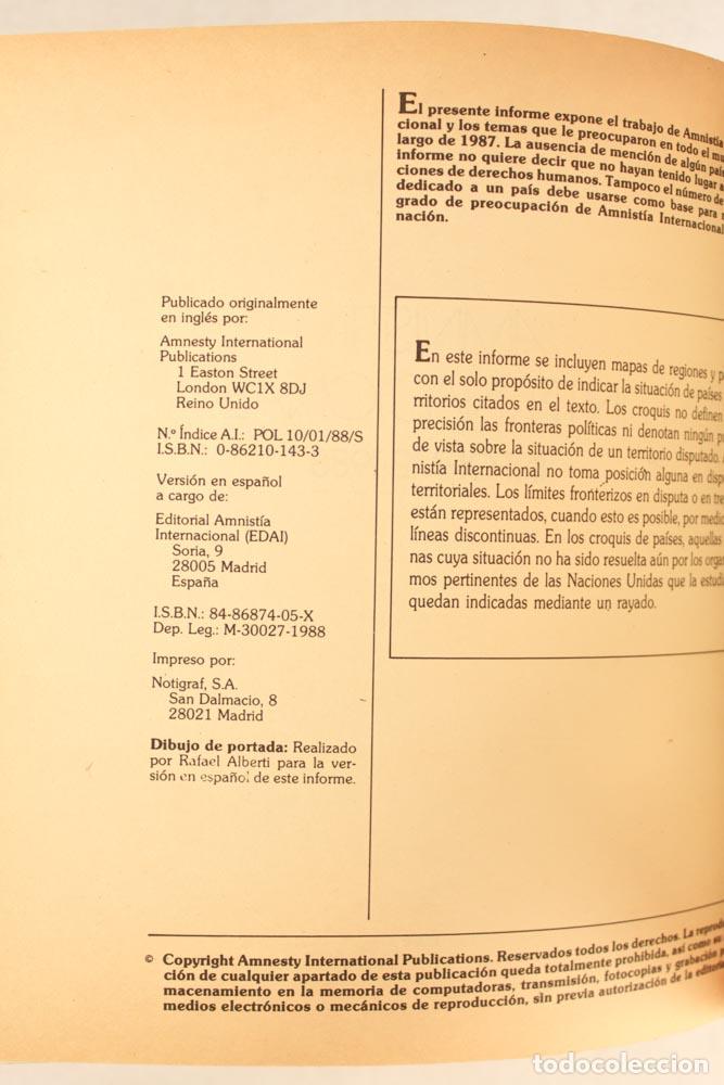 Libros de segunda mano: Informe 1988 - Amnist&iacute;a Internacional - Foto 3