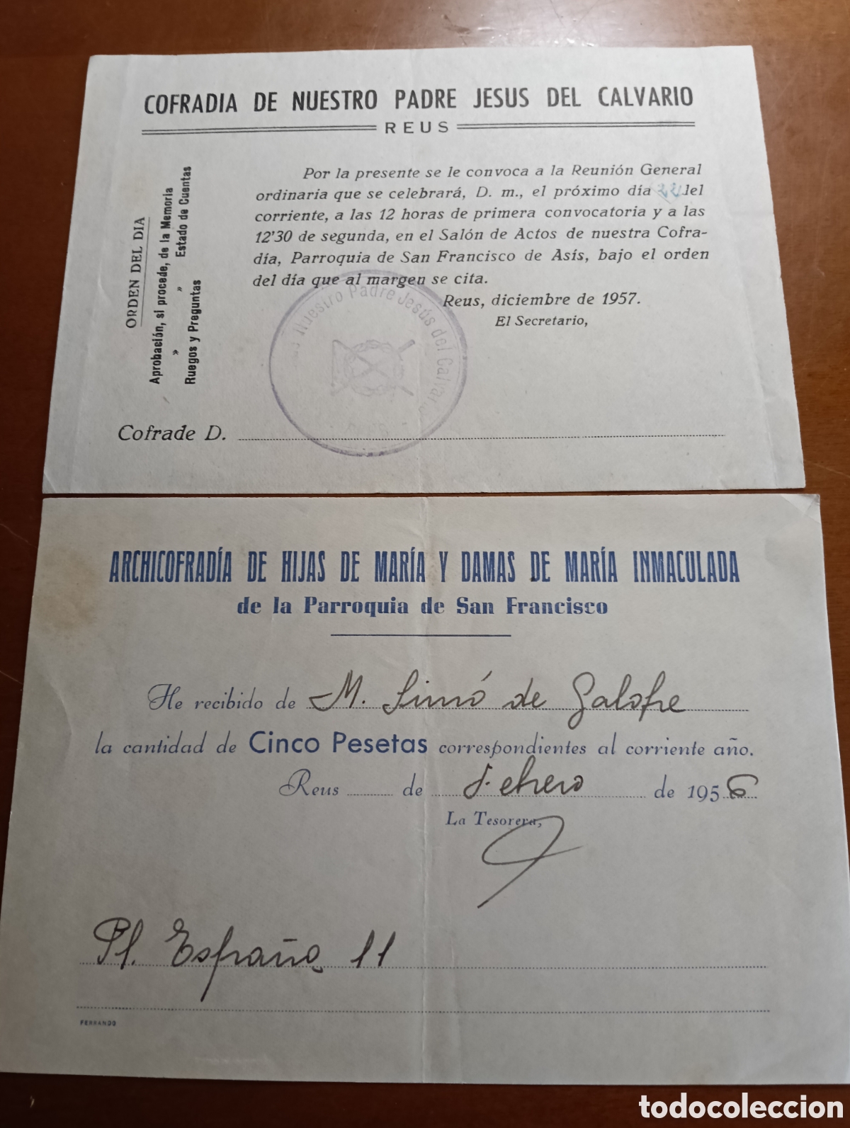 Second hand books: Donaciones a la Cofrad&iacute;a y Archicofrad&iacute;a de Jes&uacute;s del Calvario y de Hijas de Mar&iacute;a Inmaculada 1956 y