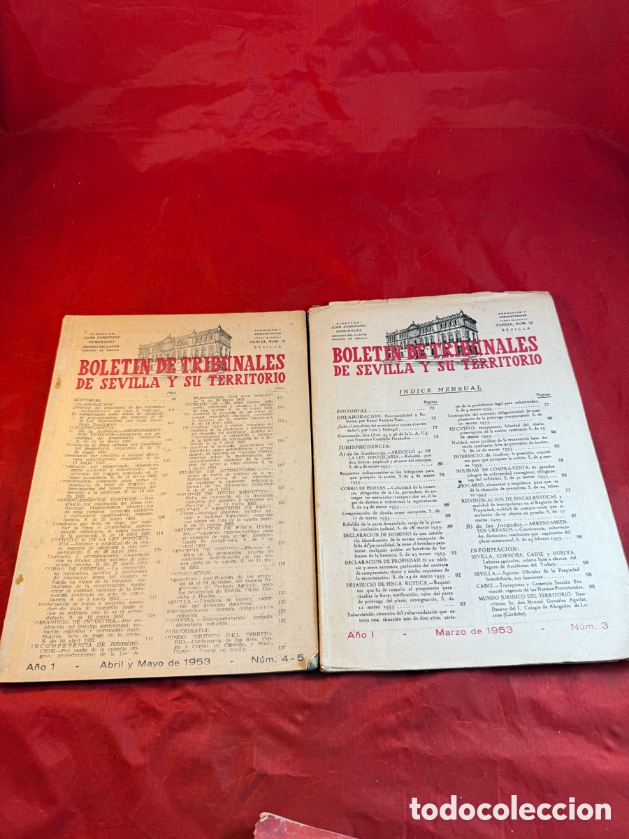 Libri di seconda mano: BOLETINES DE TRIBUNALES DE SEVILLA Y SU TERRITORIO 1953