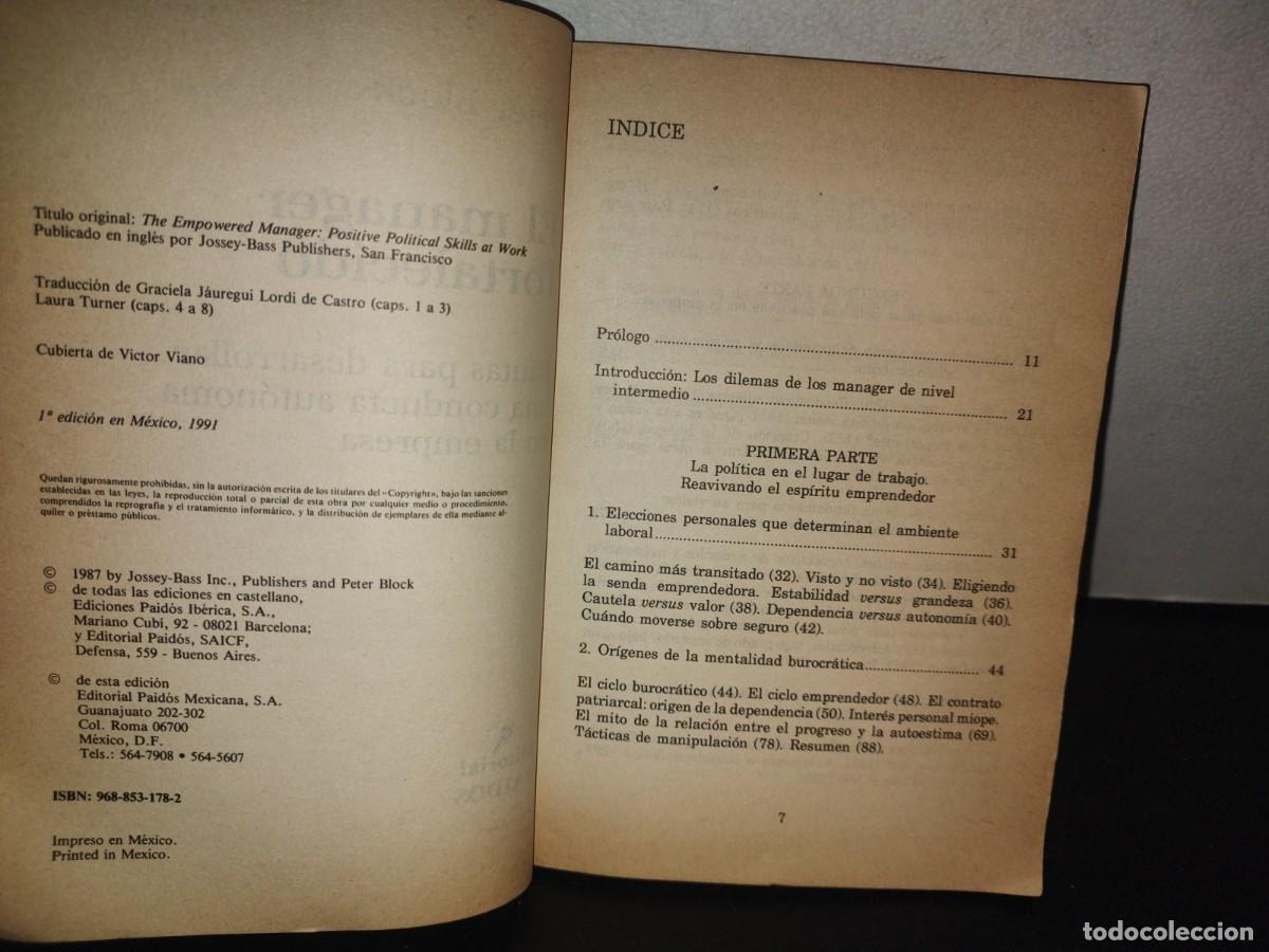 Libros de segunda mano: 209- EL MANAGER FORTALECIDO - PETER BLOCK - Foto 5