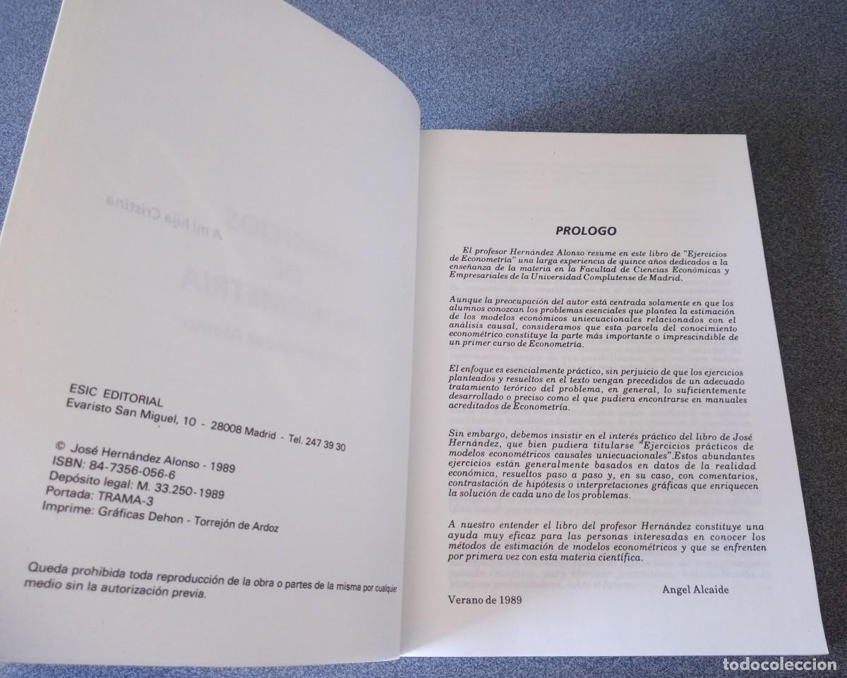 Libros de segunda mano: Ejercicios De Econ&oacute;metria Jos&eacute; Hern&aacute;ndez Alonso - Foto 4