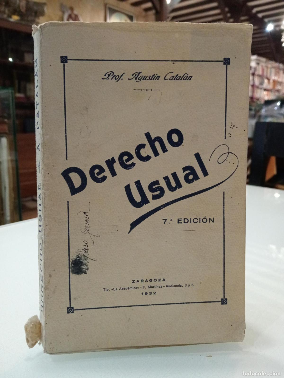 Libros de segunda mano: Derecho Usual - Catalan Latorre, Agustin - Foto 1