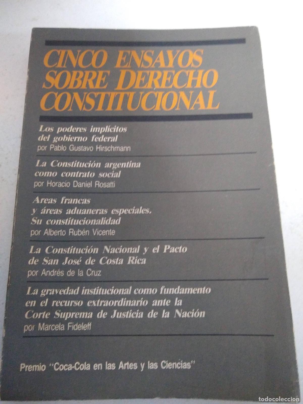 Libros de segunda mano: Cinco ensayos sobre derecho constitucional - Hirschmann - Rosatti - Vicente - Del la Cruz - Fideleff