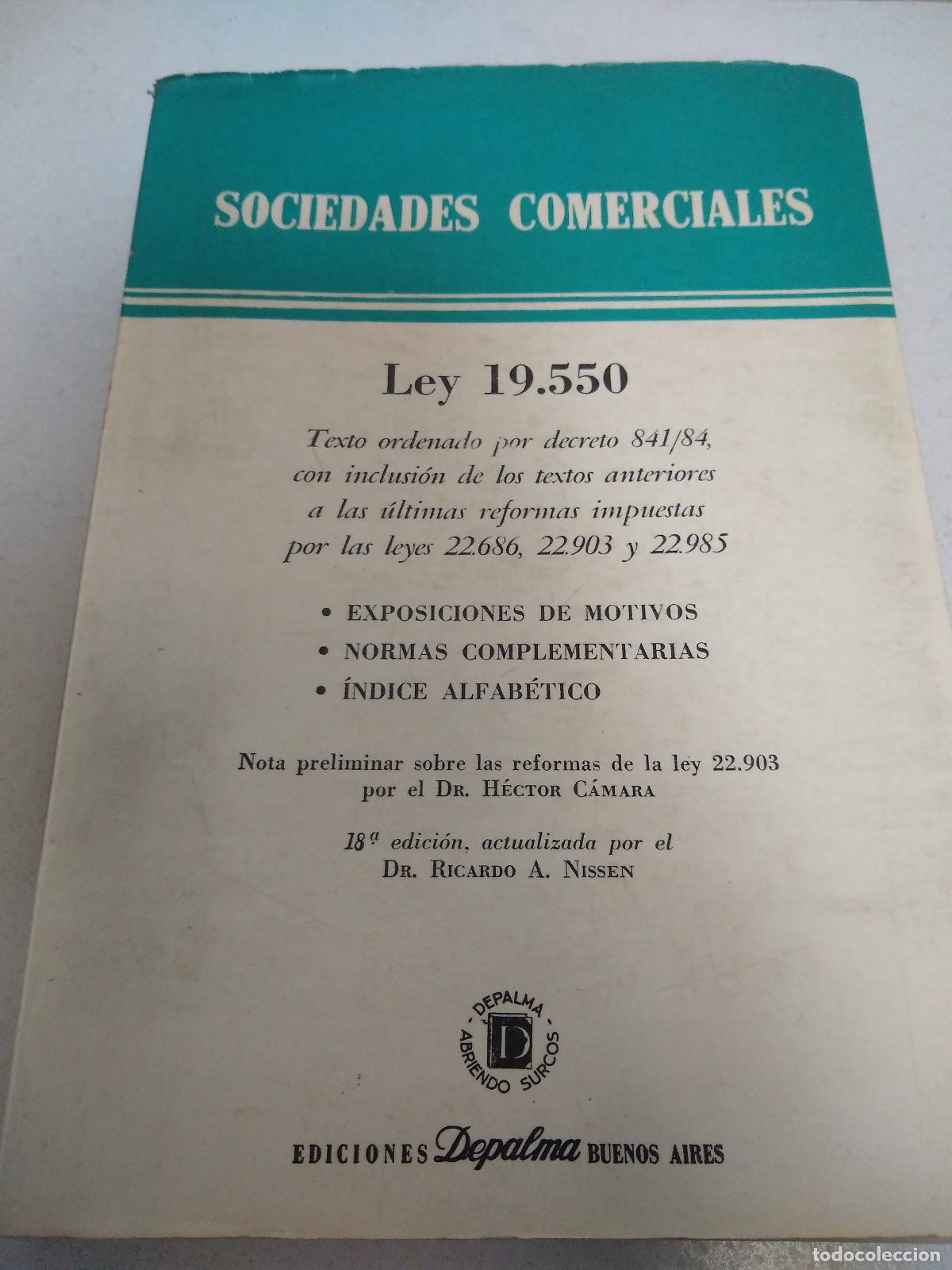 Second hand books: Sociedades comerciales Ley 19550 - Ricardo A Nissen