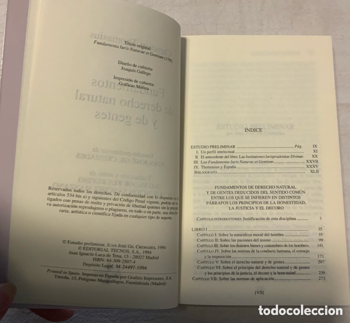 Libros de segunda mano: Fundamentos de derecho natural y de gentes. C. Thomasius - Foto 4