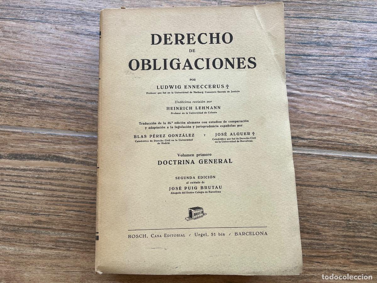 Libros de segunda mano: DERECHO DE OBLIGACIONES - ENNECCERUS