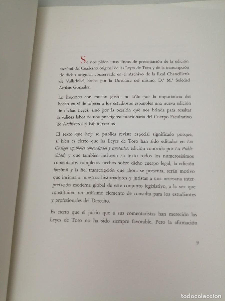 Libros de segunda mano: LEYES DE TORO (Edici&oacute;n facs&iacute;mil) - Foto 3