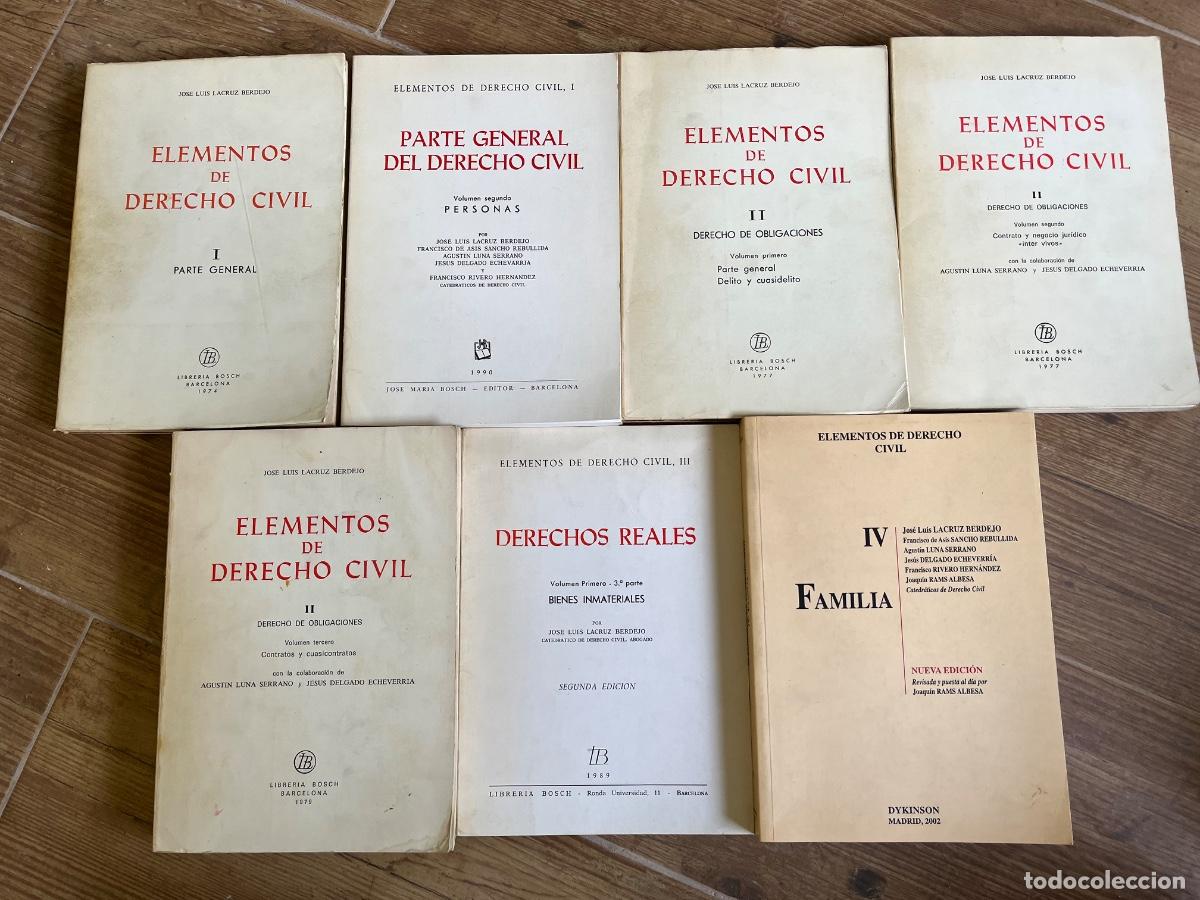 Libros de segunda mano: ELEMENTOS DE DERECHO CIVIL - 7 TOMOS - JOS&Eacute; LUIS LACRUZ BERDEJO