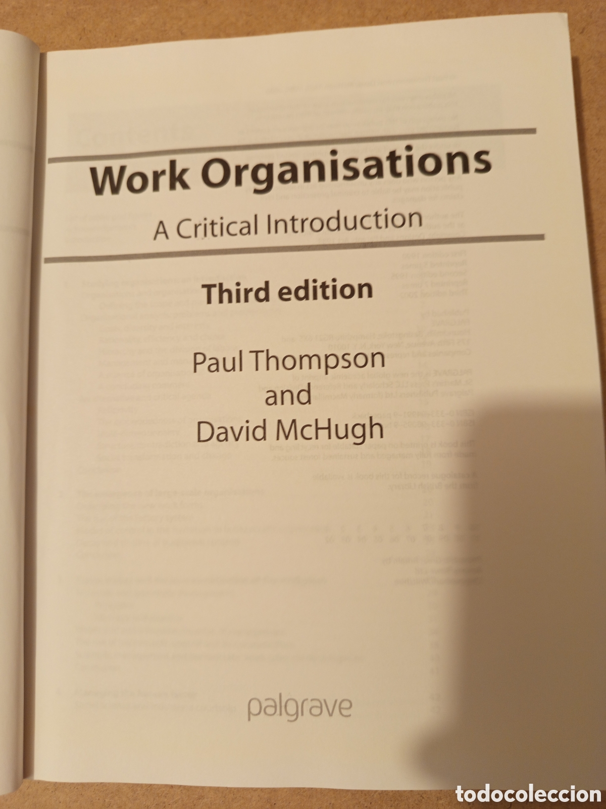 Libros de segunda mano: WORK ORGANISATIONS (PAUL THOMPSON / DAVID MCHUGH) - Foto 3