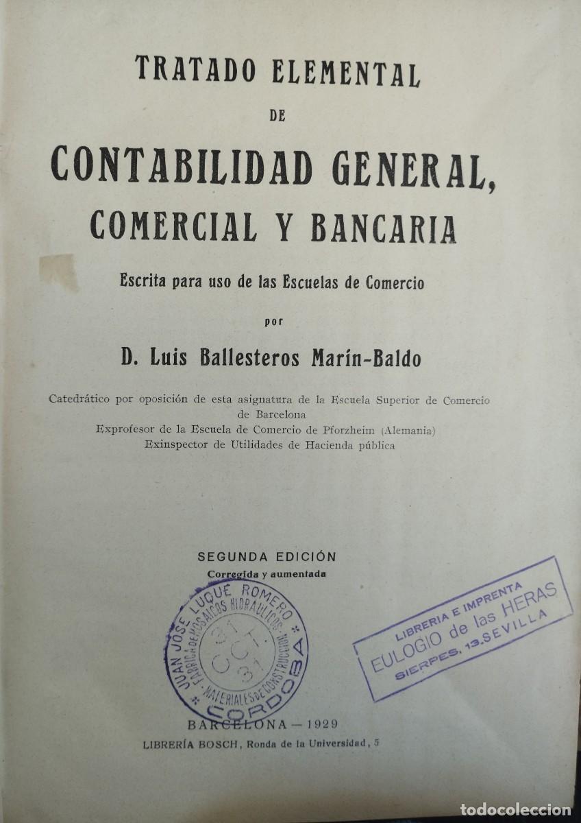 Libros de segunda mano: Tratado Elemental de Contabilidad General, Comercial y Bancaria