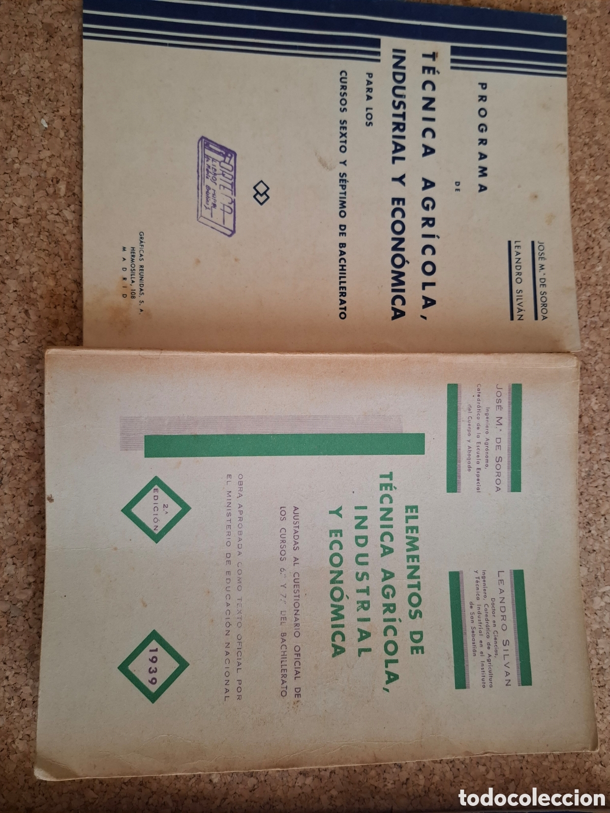 Libros de segunda mano: Elementos de t&eacute;cnica agr&iacute;cola , industrial y econ&oacute;mica - J.M&ordf; de Soroa y L.Silvan- 1939