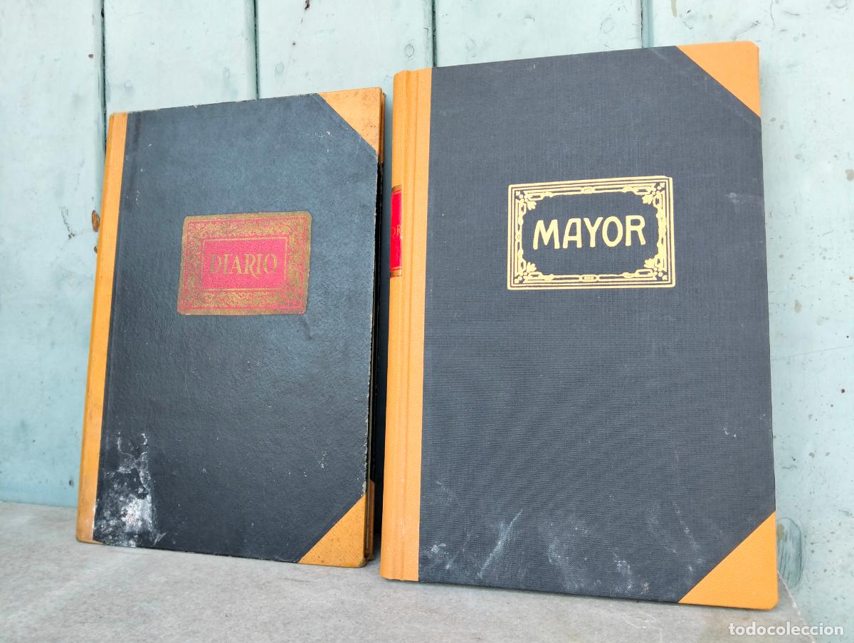 Livros em segunda m&atilde;o: 2 libros de contabilidad antiguos libretas diario mayor empresa debe haber 100 y 200 p&aacute;ginas