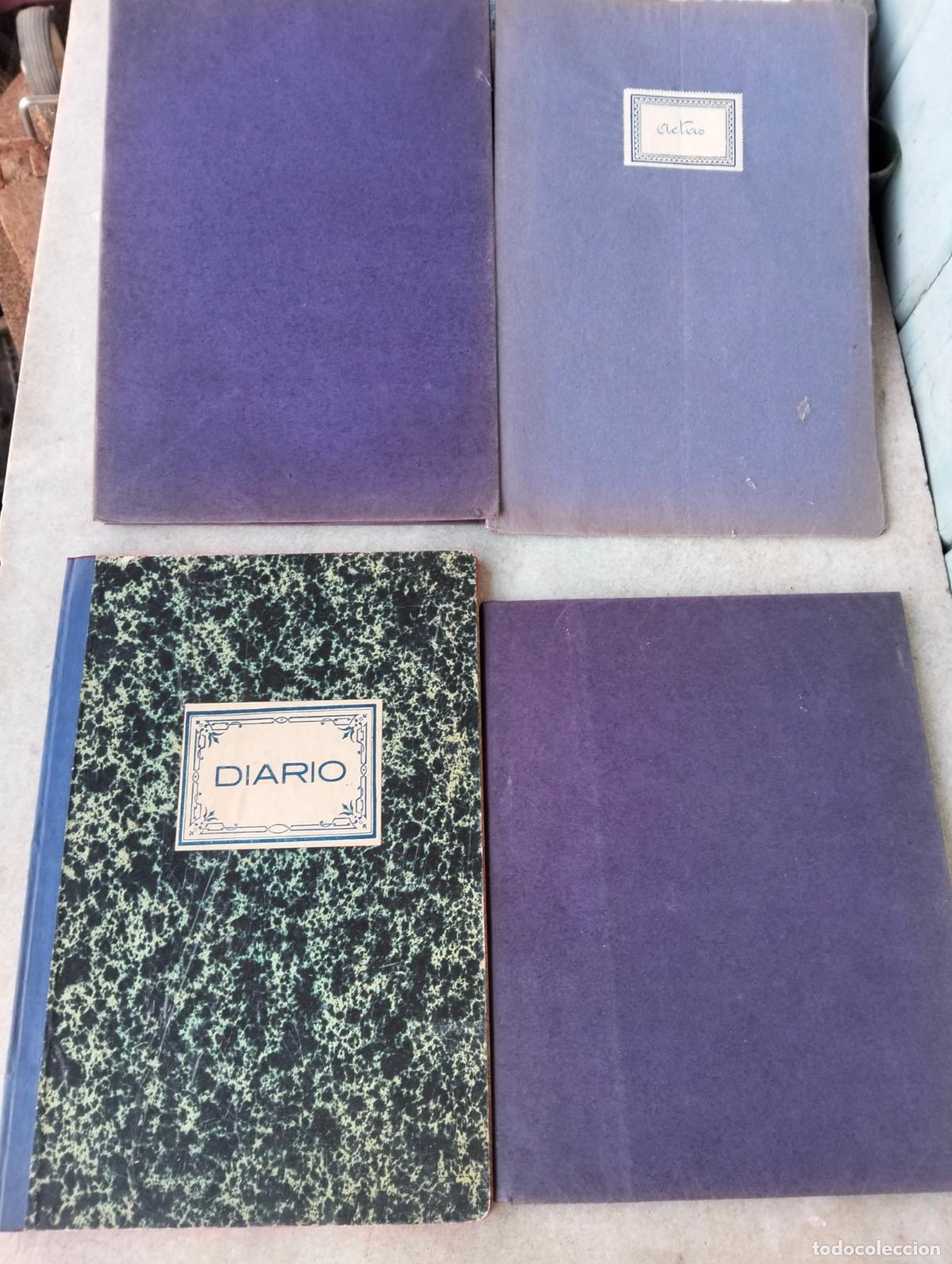 Second hand books: Lote 4 libros libretas en blanco cuentas contabilidad antiguos diario actas agenda a&ntilde;os 30-40-50