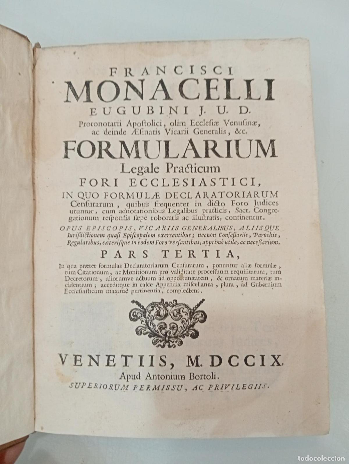 Libros de segunda mano: Formularium legale practicum. Parte tercera - Monacelli, Francisci.