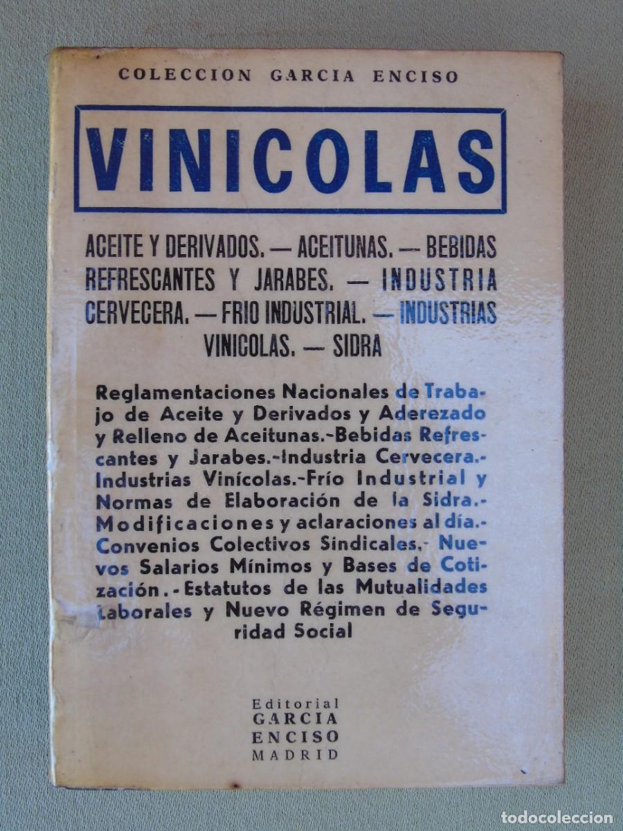 Second hand books: VINICOLAS. REGLAMENTACIONES NACIONALES DE TRABAJO DE ACEITE Y DERRIVADOS, ACEITUNAS ...1968