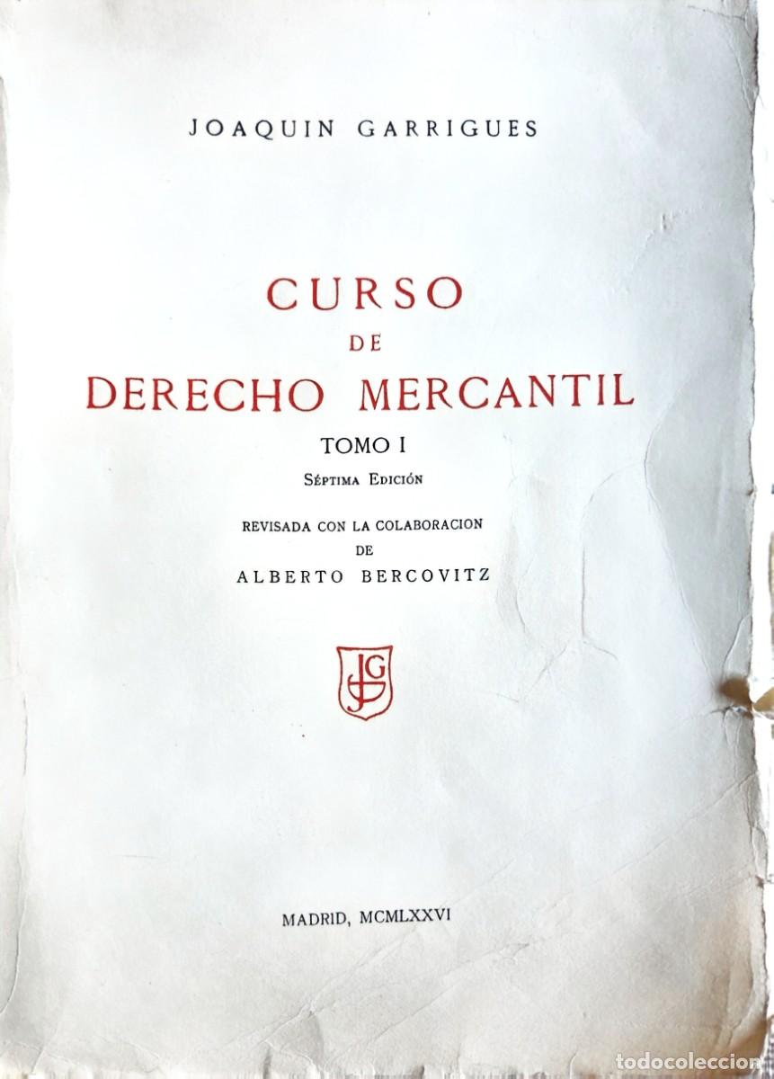 Libros de segunda mano: Curso Derecho Mercantil Tomo I Garrigues.