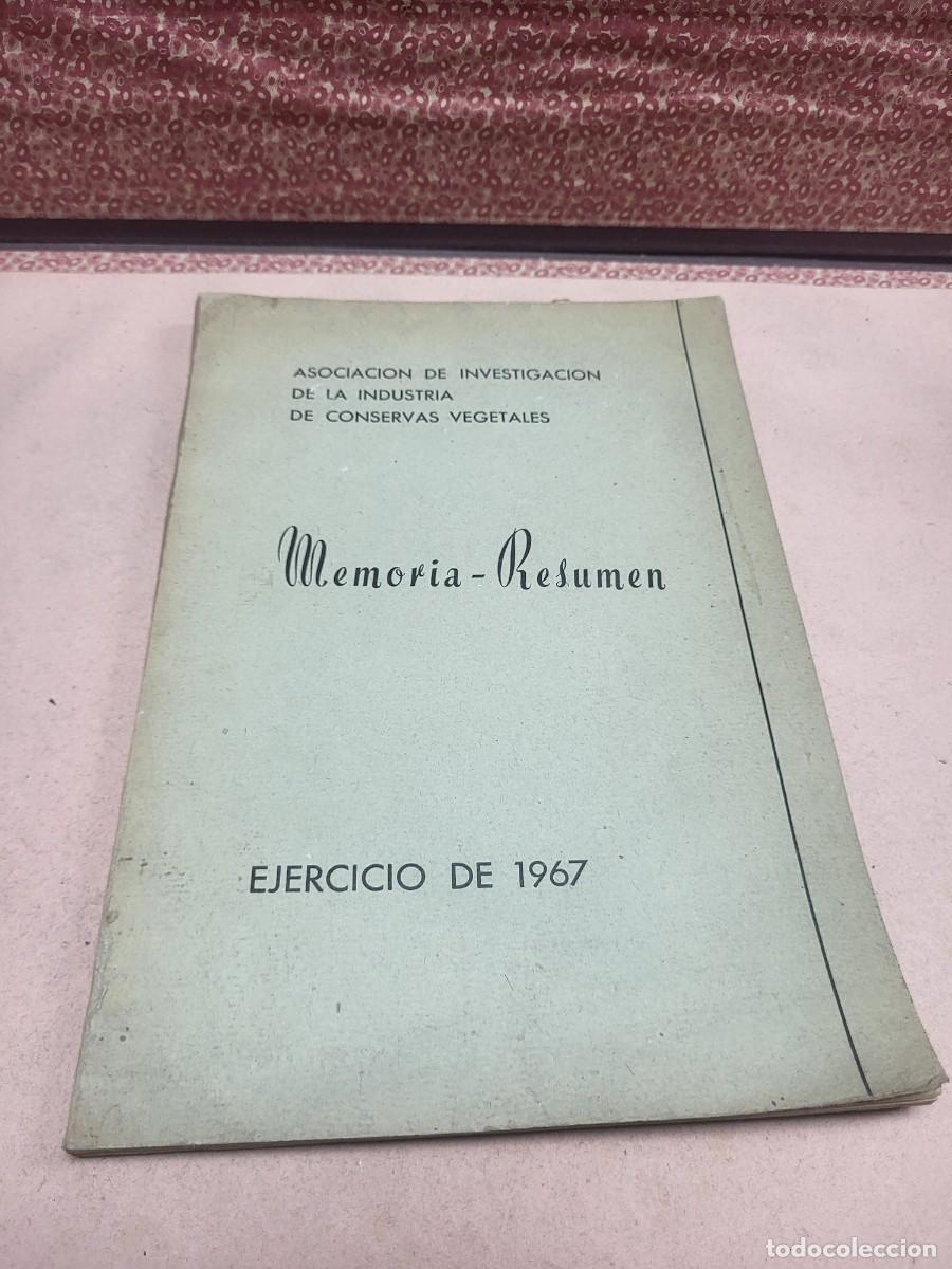 Gebrauchte B&uuml;cher: MEMORIA RESUMEN EJERCICIO 1967 ASOCIACION DE INVESTIGACI&Oacute;N DE LA INDUSTRIA DE CONSERVAS VEGETALES