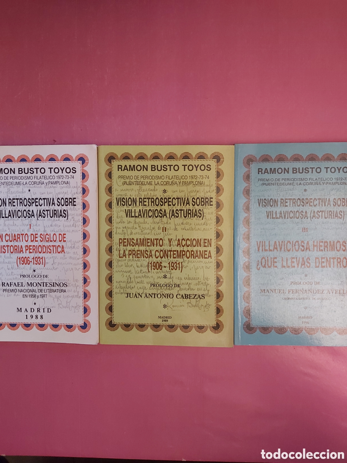 Libros de segunda mano: VISION RETROSPECTIVA SOBRE VILLAVICIOSA ASTURIAS I , II Y III RAMON BUSTO TOYOS MADRID1988 1989 1990