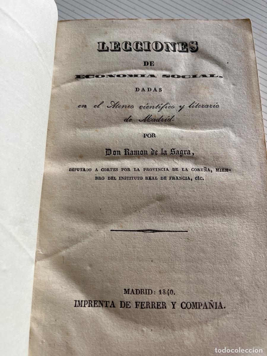 Libros de segunda mano: Lecciones de Econom&iacute;a Social dadas por D. Ram&oacute;n de la Sagra en el Ateneo de Madrid, 1840