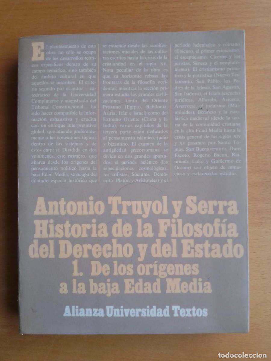 Libros de segunda mano: Historia de la Filosof&iacute;a del Derecho y del Estado. 1. De los or&iacute;genes..., de Antonio Truyol y Serra