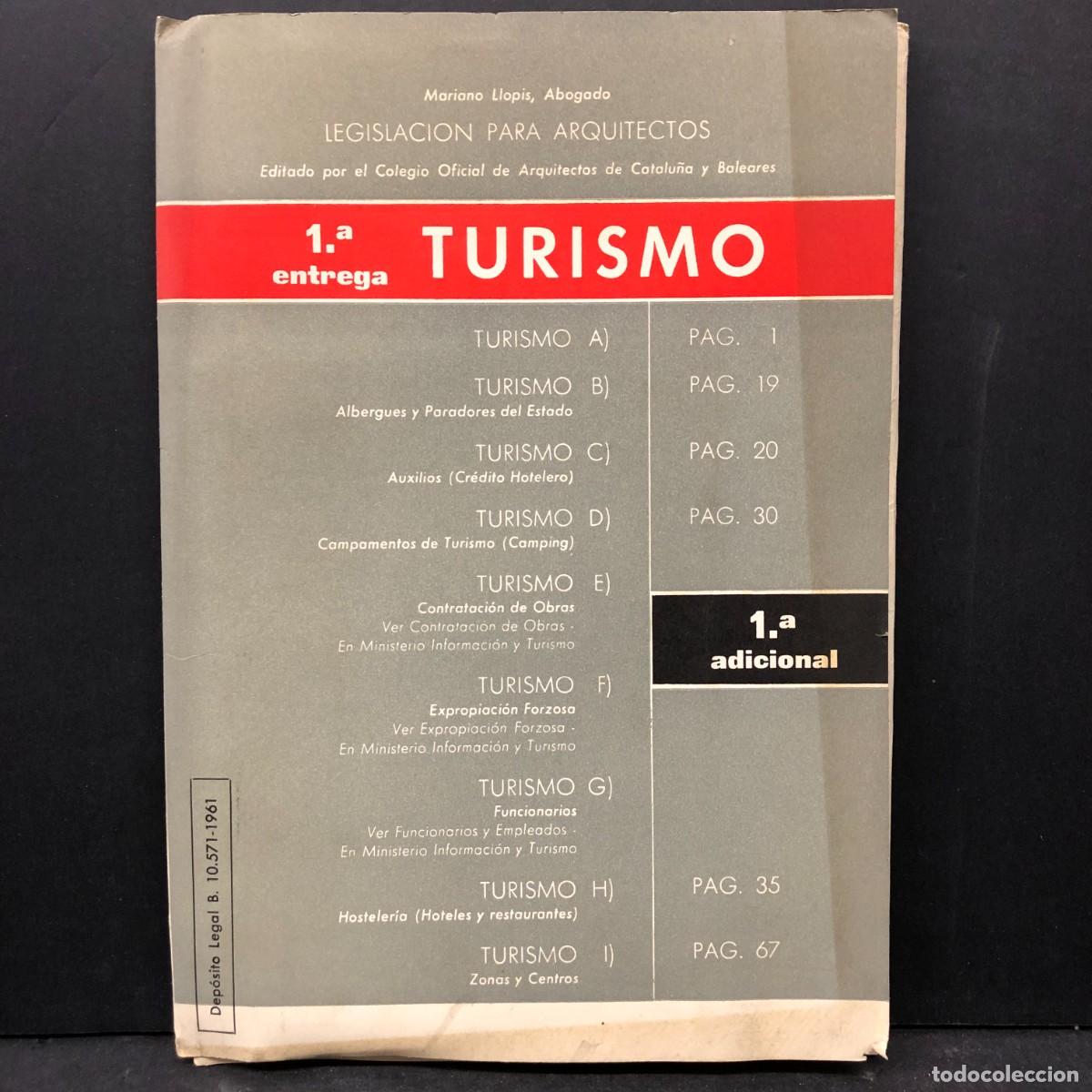 Libros de segunda mano: LEGISLACION PARA ARQUITECTOS - TURISMO - MARIANO LLOPIS, ABOGADO - 1961 / 1848