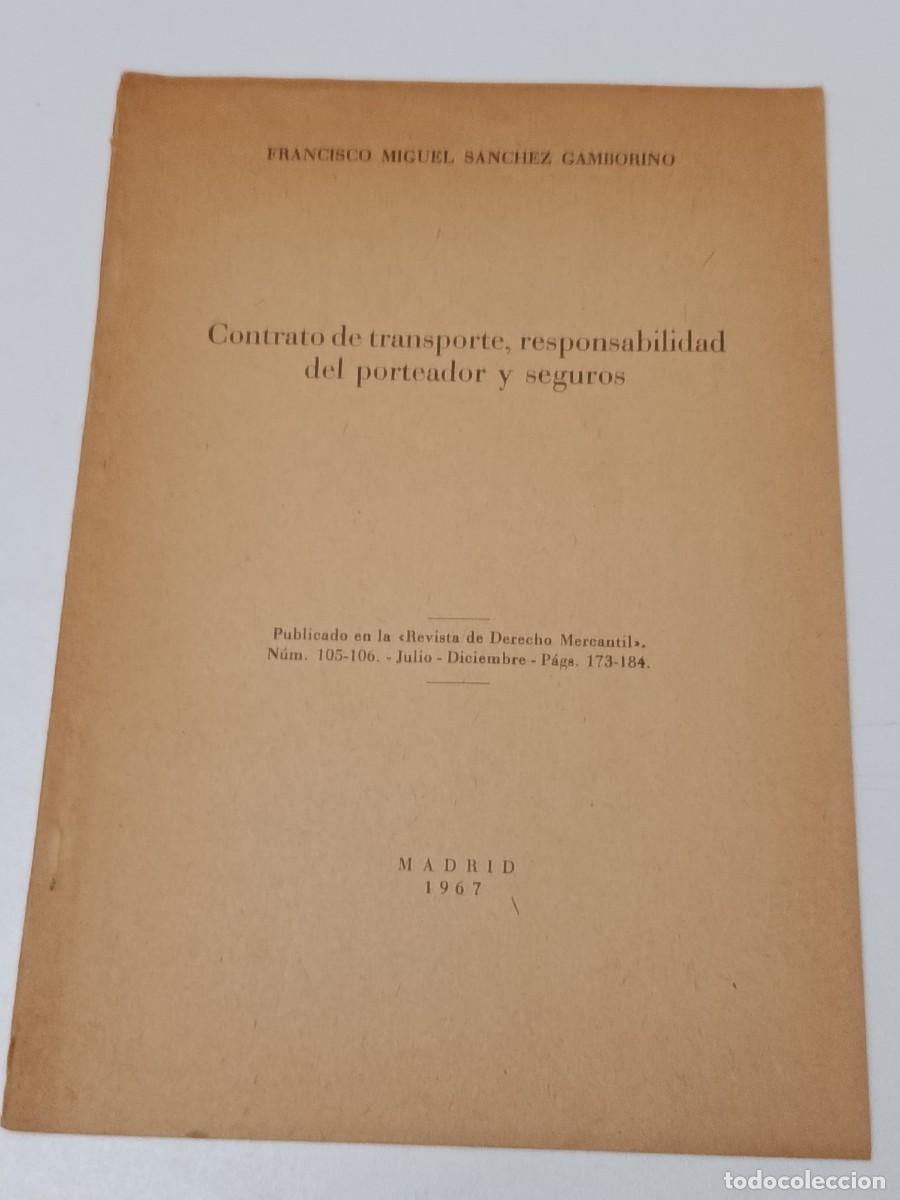 Libros de segunda mano: CONTRATO DE TRANSPORTE Y RESPONSABILIDAD - Foto 1