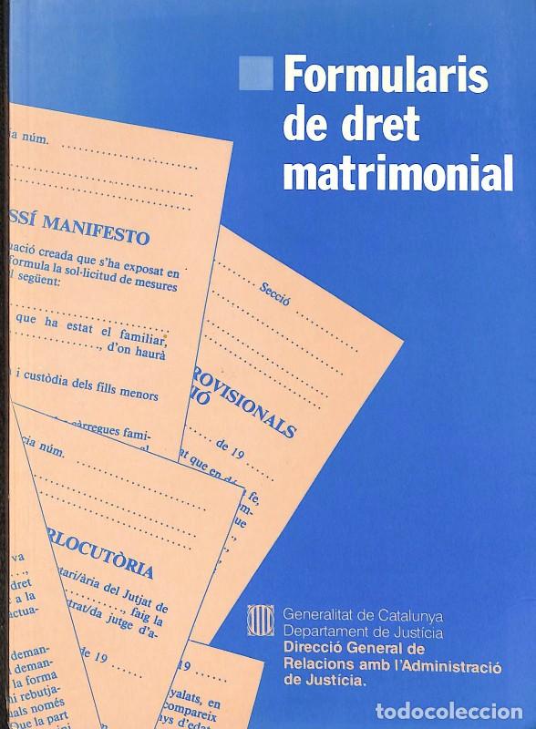 Libros de segunda mano: Formularis de Dret Matrimonial - Eul&agrave;lia Boix i Fuster - Generalitat de Catalunya