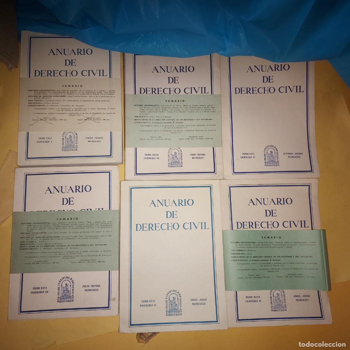Libros de segunda mano: ANUARIO DE DERECHO CIVIL , 6 ANTIGUOS LIBROS