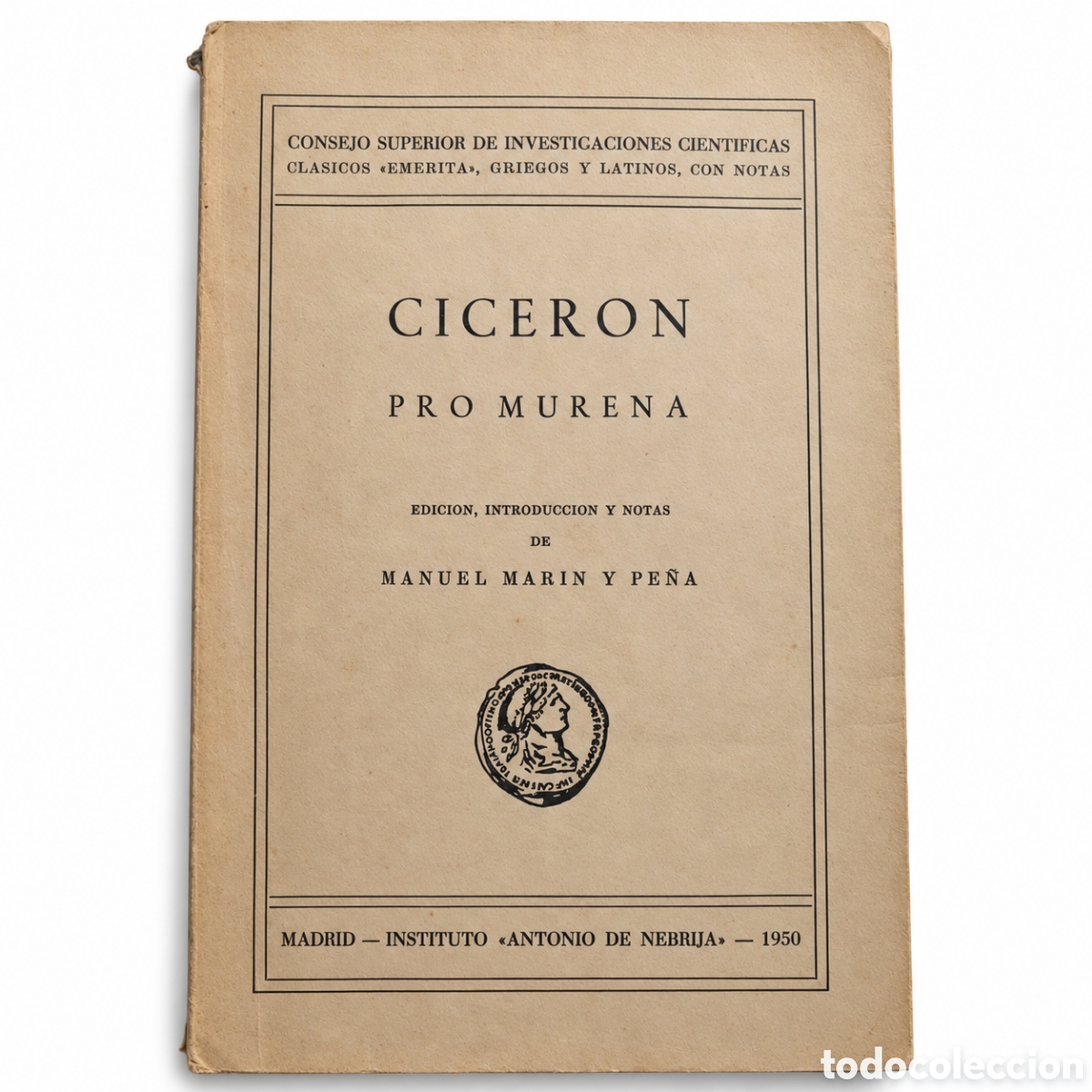 Libros de segunda mano: Marco Tulio Cicer&oacute;n &ndash; Pro Murena &ndash; 1950 &ndash; LML