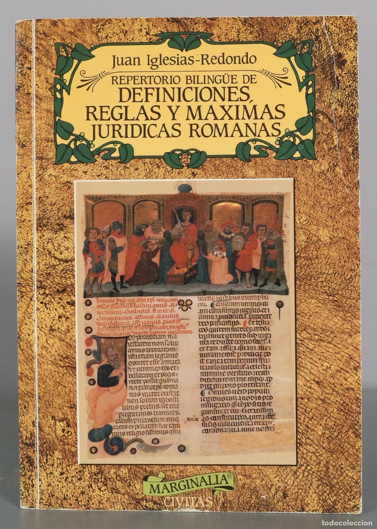 Libros de segunda mano: Repertorio Biling&uuml;e de Definiciones, Reglas y Maximas Juridicas Romanas - Juan Iglesias-Redondo -