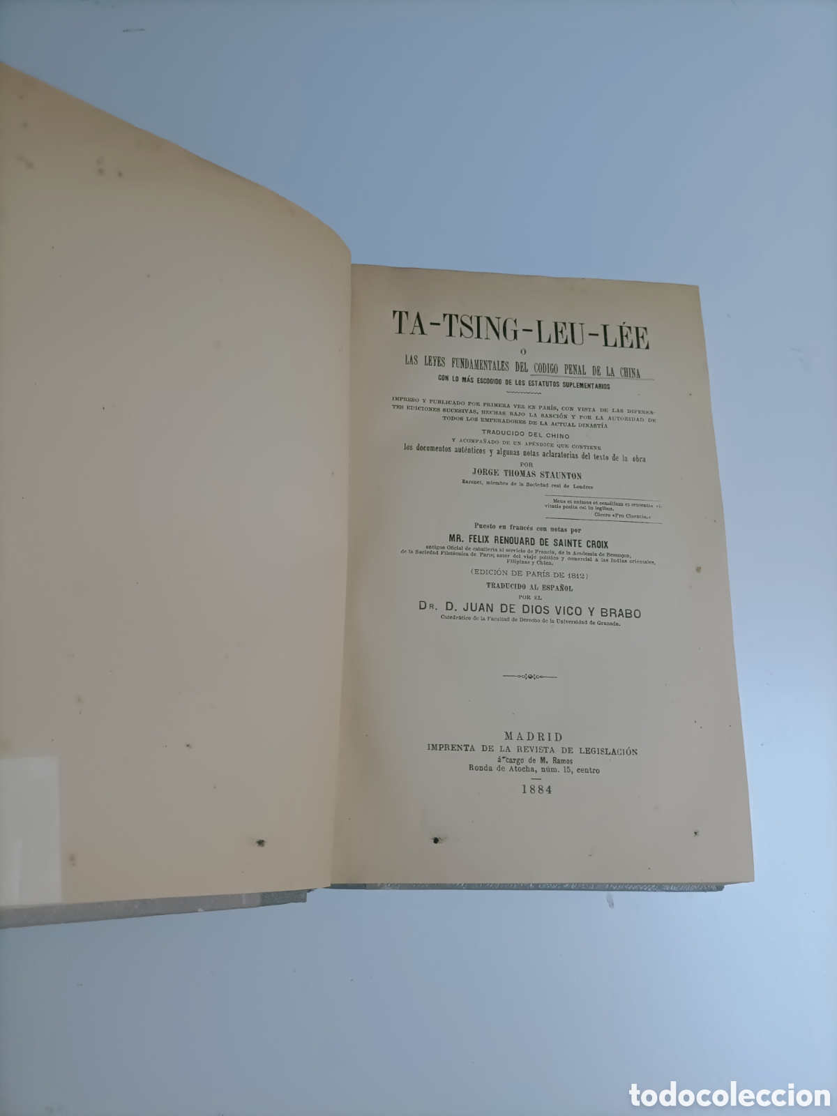 Libros de segunda mano: Las leyes fundamentales del c&oacute;digo penal de la China Jorge Thomas 1884