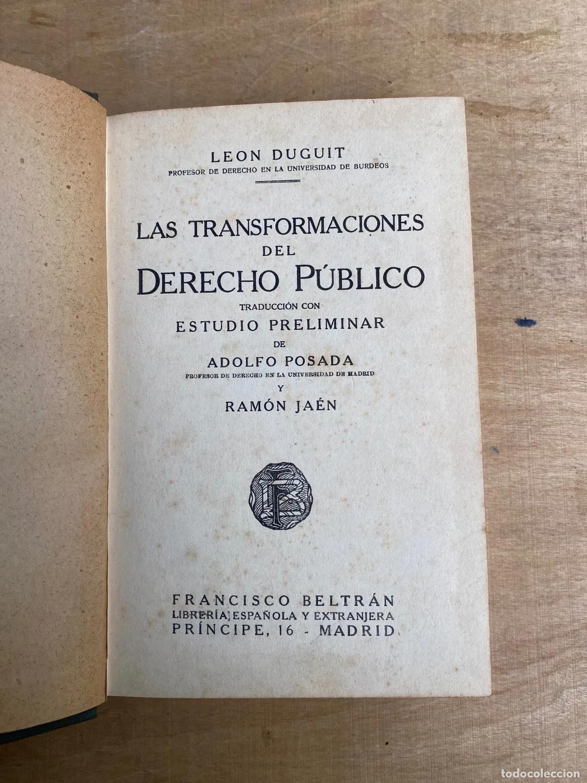 Libros de segunda mano: Leon Duguit - Las transformaciones del derecho publico