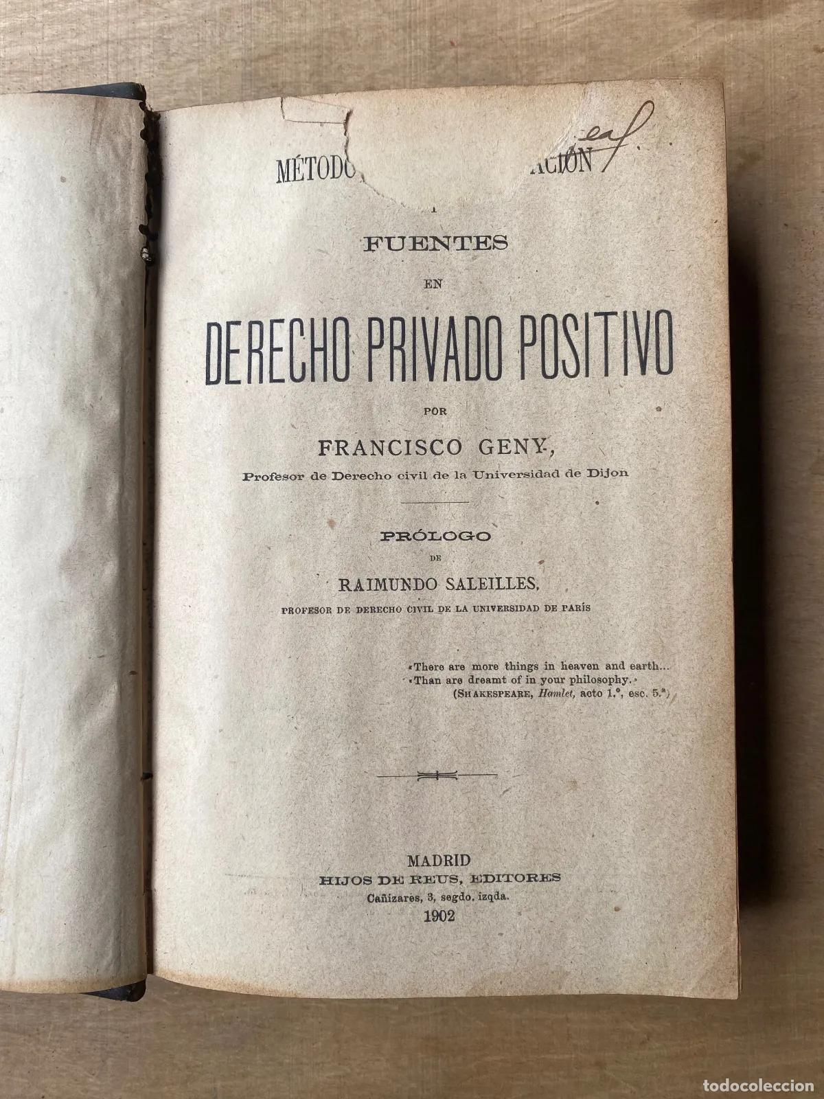 Libros de segunda mano: Fran�ois Geny - Metodo de interpretacion y fuentes en derecho privado positivo