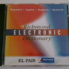 Diccionarios de segunda mano: RICHMOND ELECTRONIC DICTIONARY (ESPAÑOL-INGLÉS/INGLÉS-ESPAÑOL) DICCIONARIO ELECTRÓNICO EN CD ELPAIS