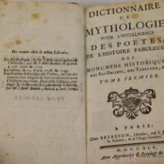 Diccionarios de segunda mano: 5960- DICTIONNAIRE DE MYTHOLOGIE POUR L'INTELLIGENCE DES POETES. BRIASSON. 1745