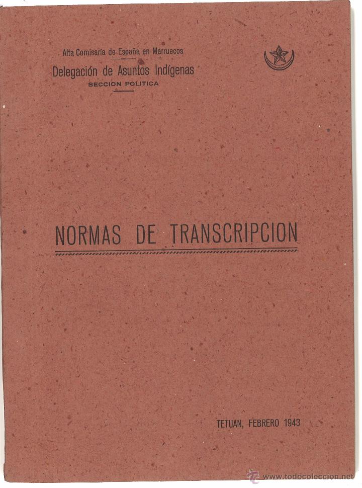 Diccionarios de segunda mano: NORMAS DE TRANSCRIPCI&Oacute;N - TETU&Aacute;N - 1943 - Foto 1