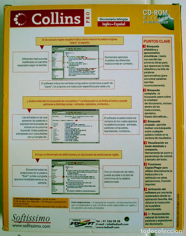 Diccionarios de segunda mano: Diccionario biling&uuml;e Ingl&eacute;s-Espa&ntilde;ol Collins en CD-Rom - Foto 2