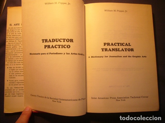 Diccionarios de segunda mano: WILLIAM M. PEPPER: - Traductor Practico, Practical Translator - (NEW YORK, 1971) - Foto 3