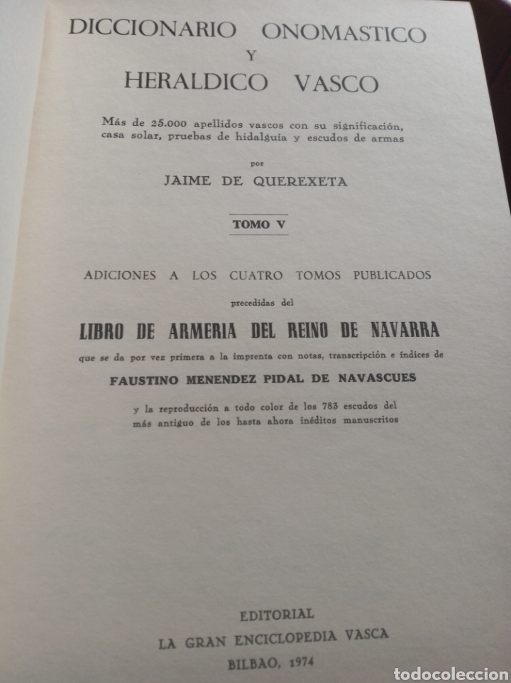 Diccionarios de segunda mano: Diccionario onom&aacute;stico y her&aacute;ldico vasco - Foto 4